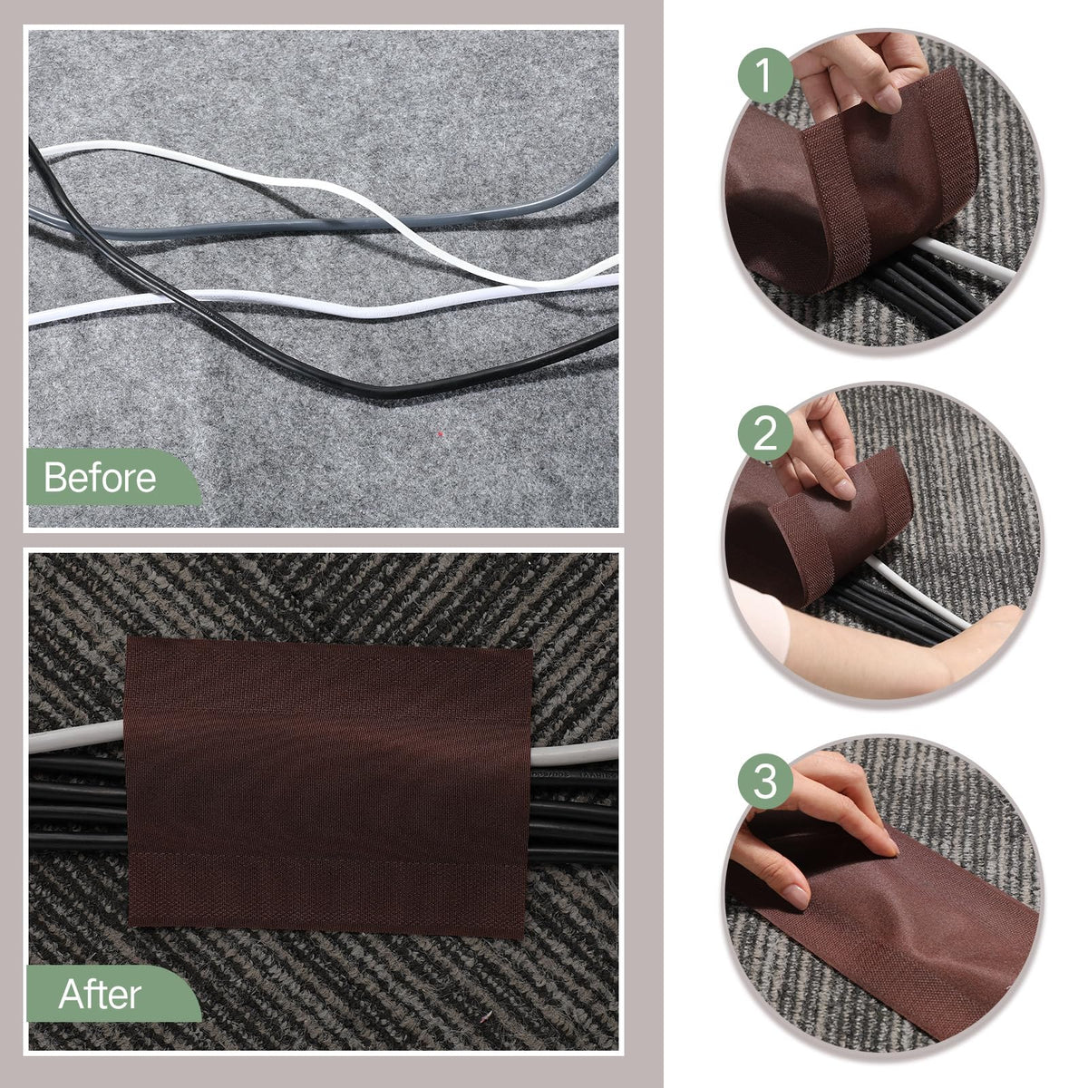 WILLBOND long cord organizer keeps cables centered under the carpet
