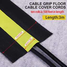 WILLBOND floor cord strip with hook-and-loop closure secures cables along office flooring