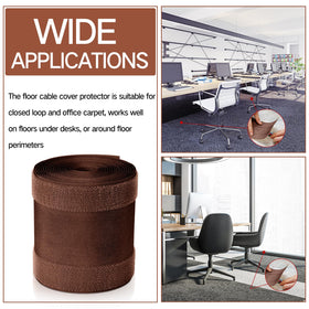 WILLBOND hook-and-loop cable strip brown highlights quick, adjustable setup on carpeted floors.