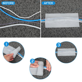 WILLBOND carpet cord cover in use under an office desk showing tripping risk reduction