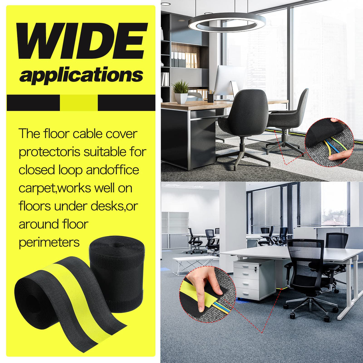 WILLBOND office carpet protector covers high traffic areas with visible safety