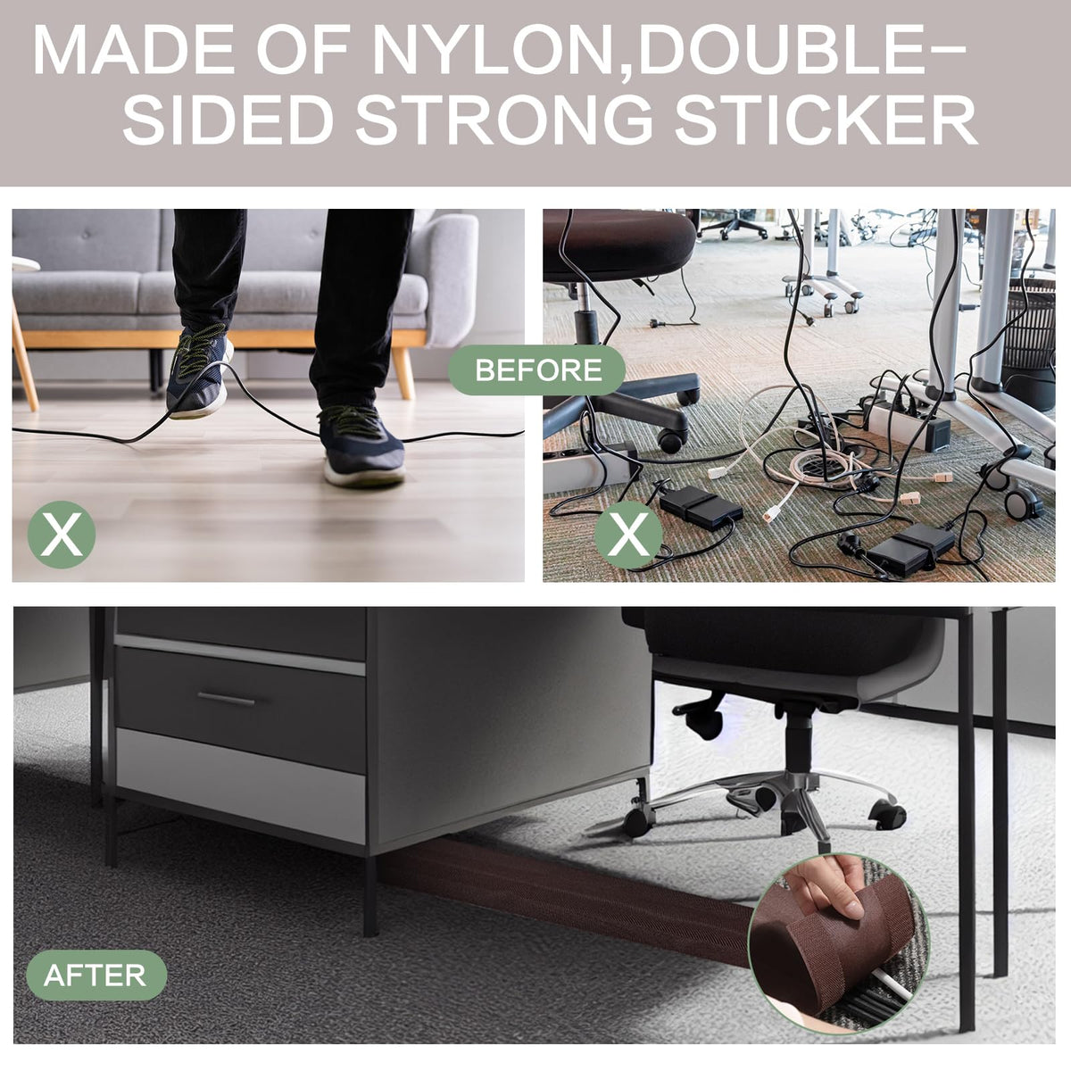 WILLBOND installed in an office setting showing safer, neater walkways benefit