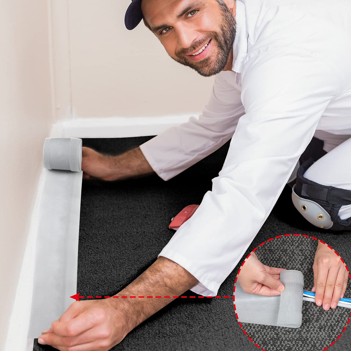 WILLBOND tidy band suited for short-pile office carpets.