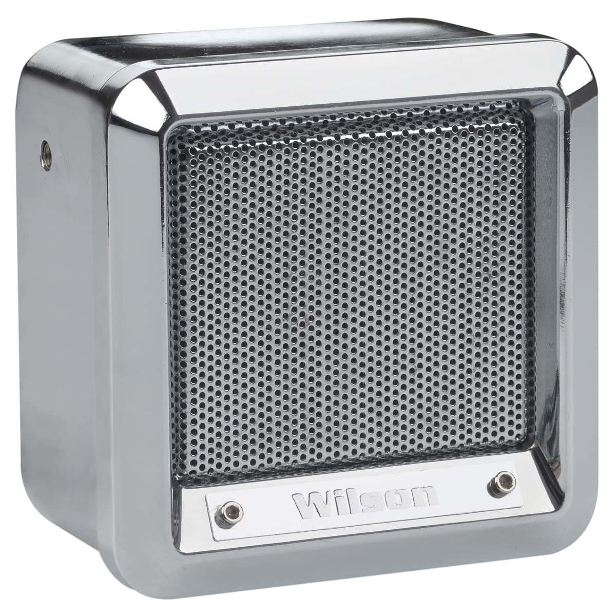 Wilson chrome front speaker showing rugged housing and improved clarity
