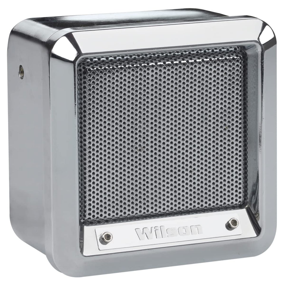 Wilson chrome front speaker showing rugged housing and improved clarity