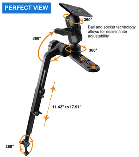 WINDFRD mount installed on a kayak track demonstrating low-profile, space-saving setup