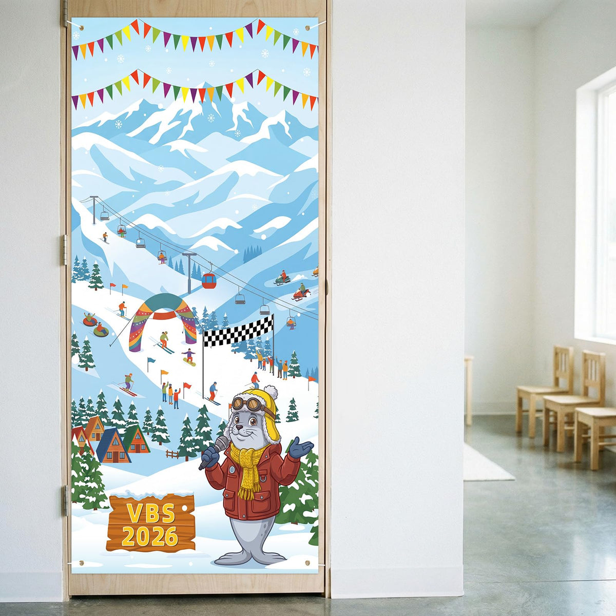 Windkream church banner supports themed lessons and group photos