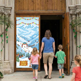 Windkream snow mountain backdrop creates a lively indoor outdoor atmosphere
