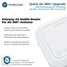 Winegard Gateway 4G router front view highlights compact RV device