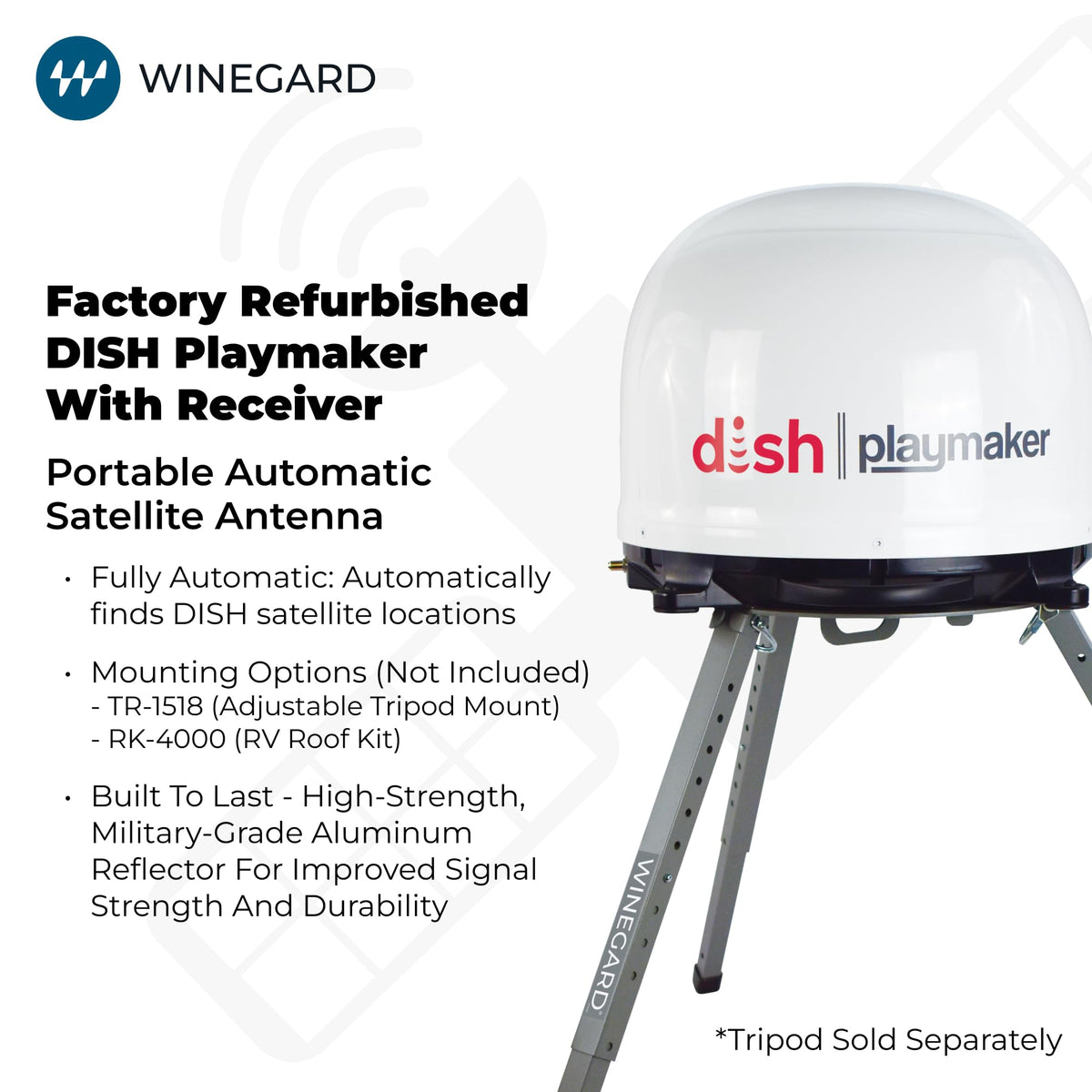 Winegard Wally HD receiver integrated with Playmaker for simple satellite access