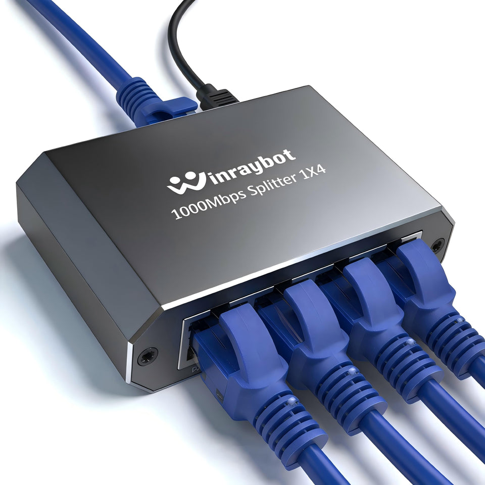 WinRaybot Ethernet Splitter front view with four ports for multi-device setup