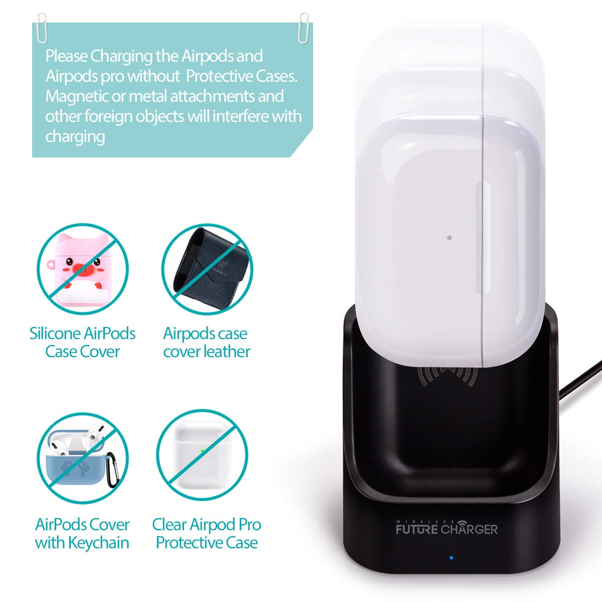 Wireless Future Charger includes a Type-C cable for reliable power delivery.