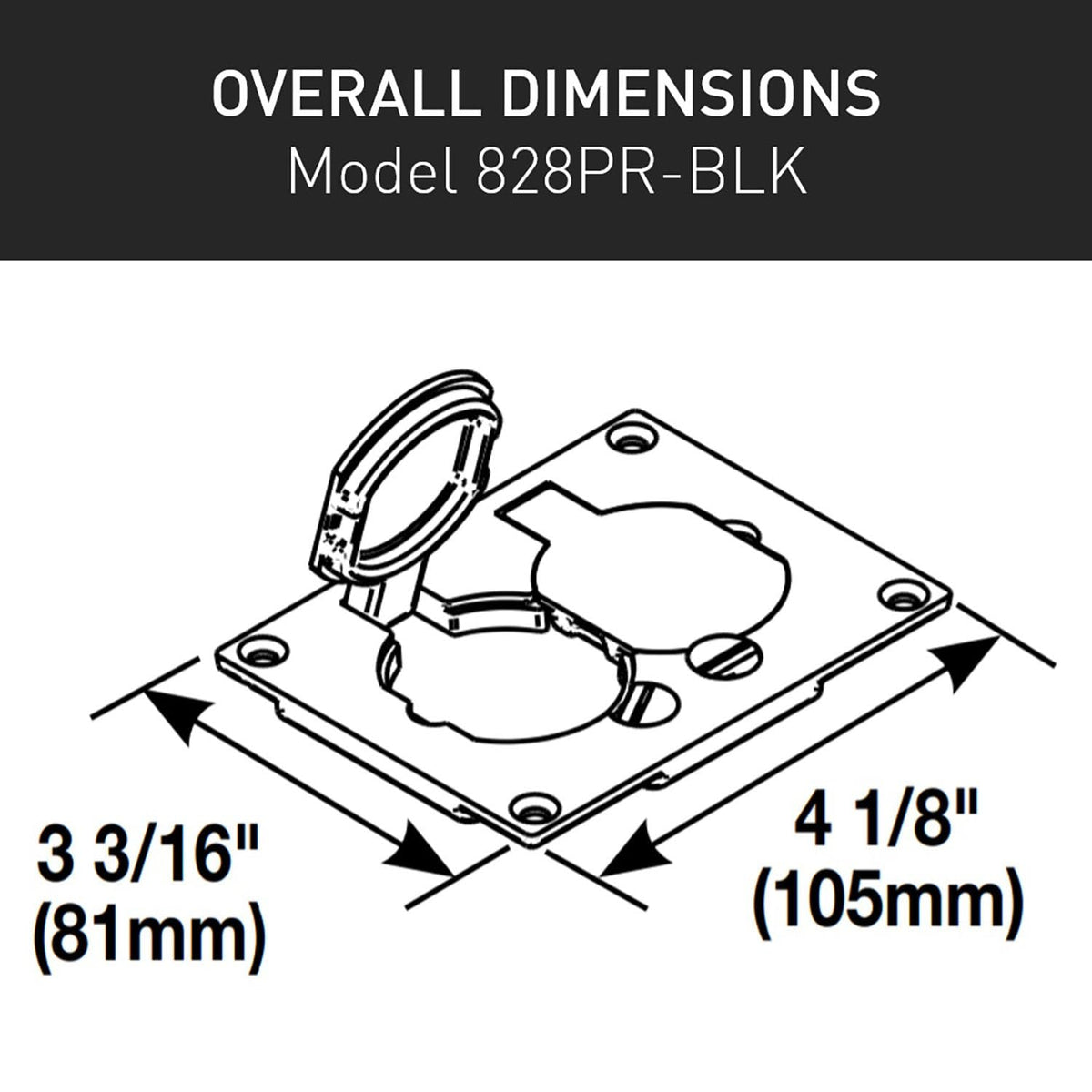 Wiremold 828PR-BLK Modulink rectangular cover close-up for versatile floor-box setup