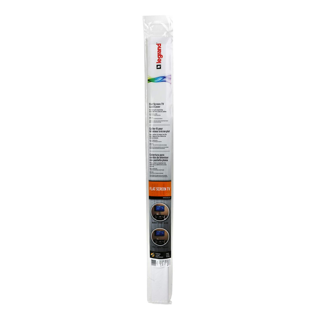 Wiremold C30 cord cover for wall-mounted TV setups