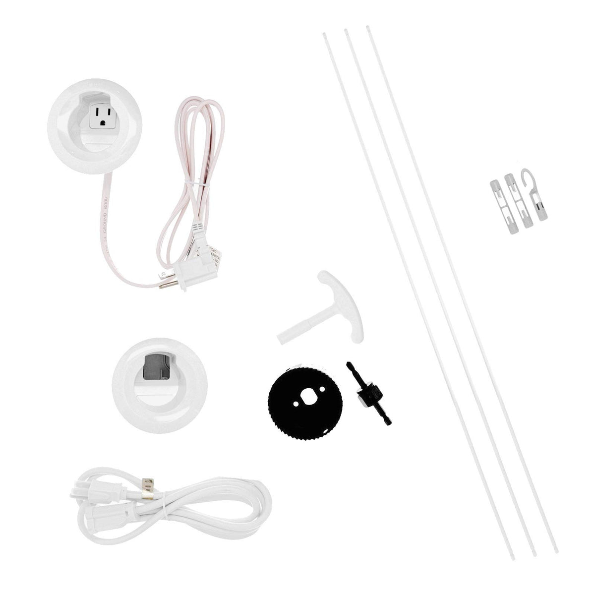 Wiremold packaging showing CMK70 kit and included tools for tidy installations