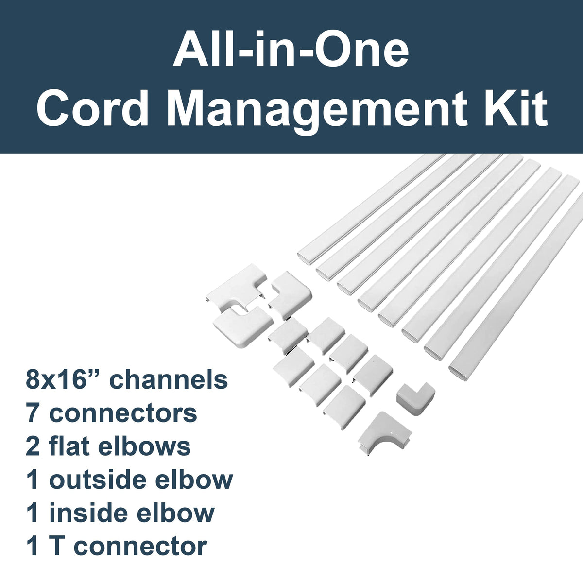 Wiremold white cord cover with low-profile design enhances room aesthetics