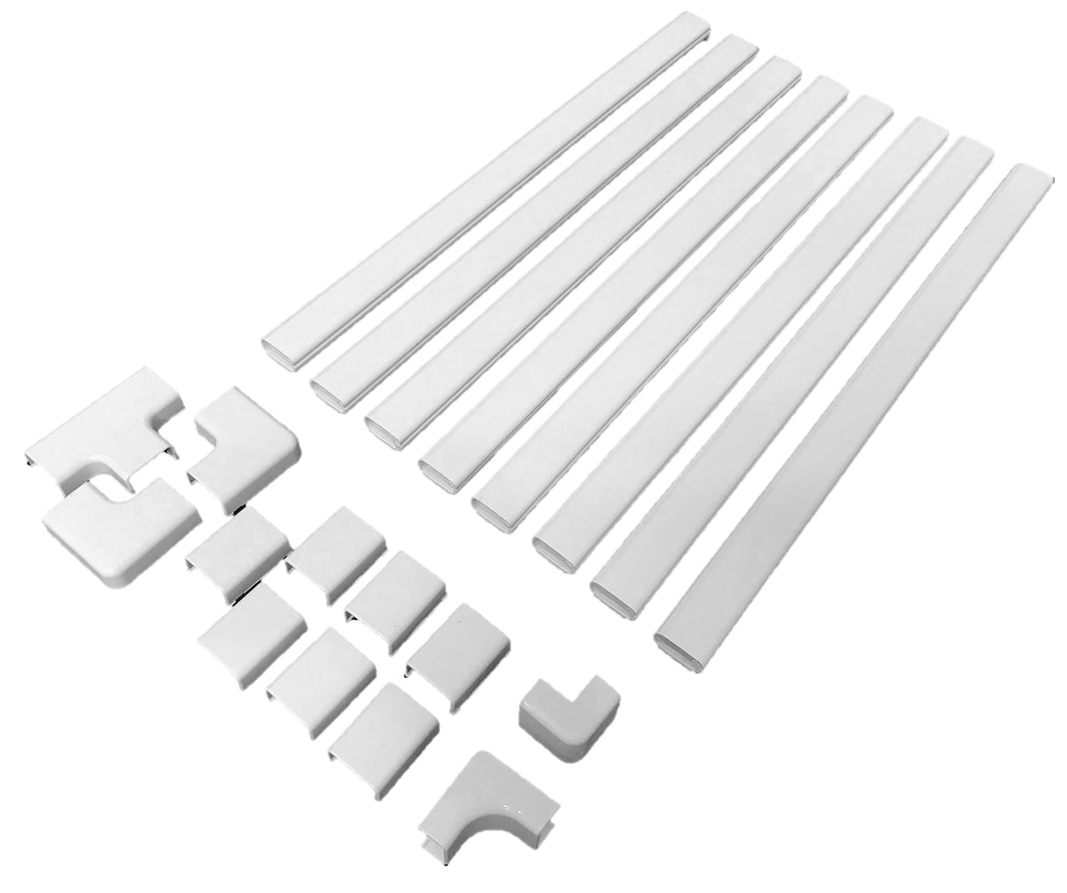 Wiremold cord cover for wall-mounted TV hides cables neatly