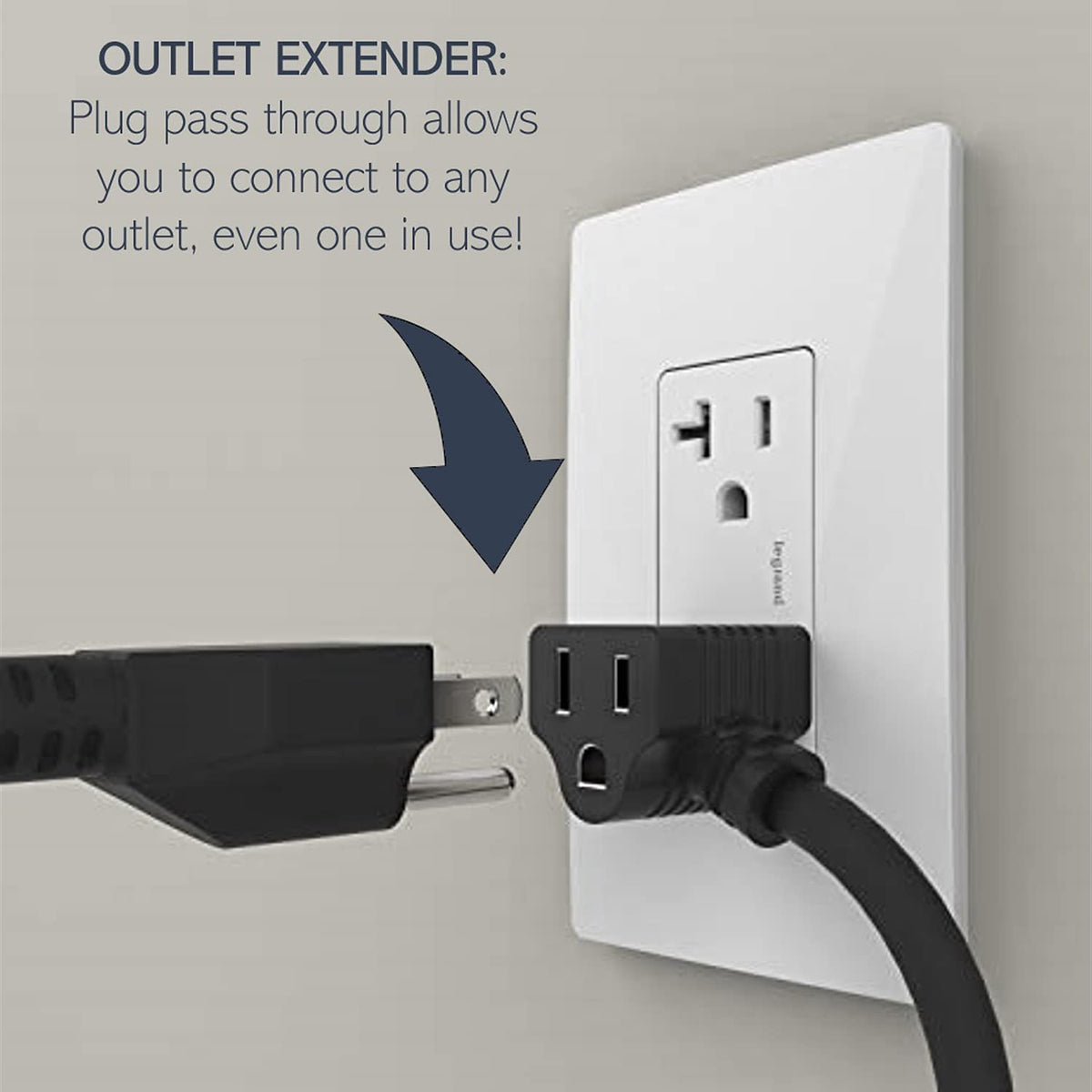 Wiremold 10-foot cord and plug detail showing reach advantage to wall outlet