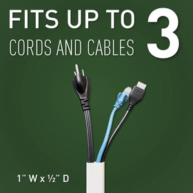 Wiremold Cord Mate II inside elbow for tidy wall-to-cable routing