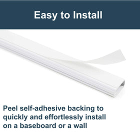 Wiremold cord cover with self-adhesive backing for quick installation