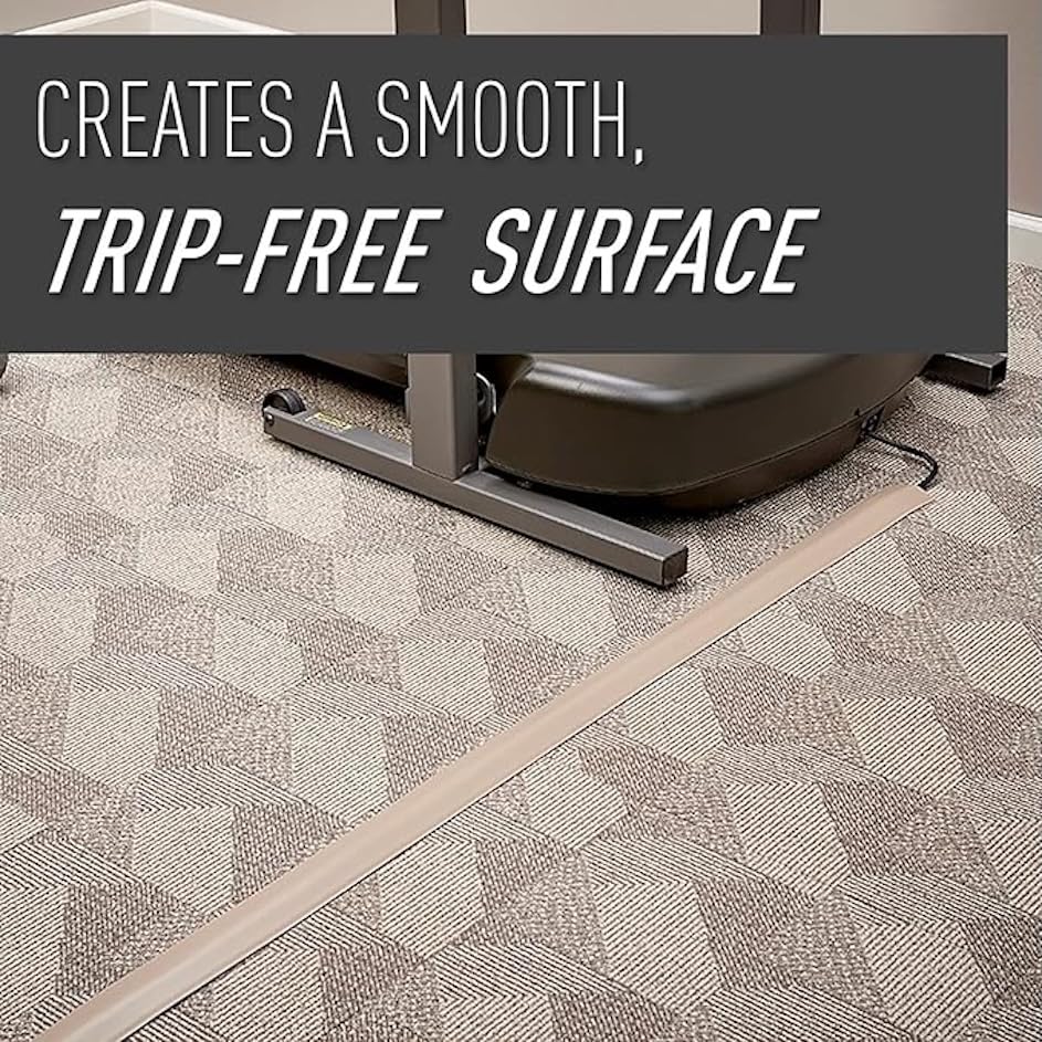 Ivory cord cover with adhesive tape eases TV area cable management.