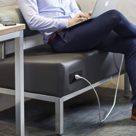 Wiremold RDZCBK close-up of USB-A, USB-C and two tamper-resistant outlets for convenience