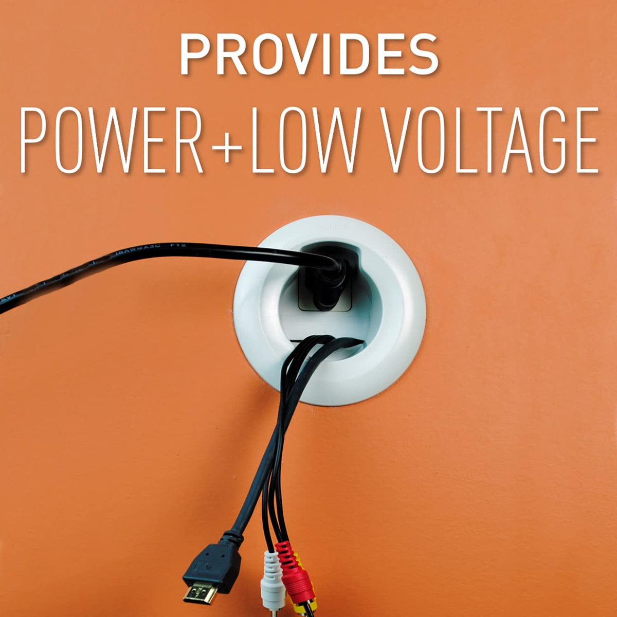 Wiremold power harness and grommets displayed for quick plug-and-play benefit
