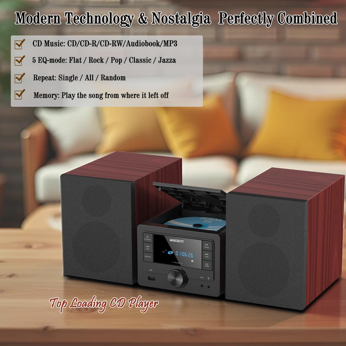 Top-loading CD player from WISCENT for nostalgic playback