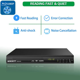 Wiscent slim profile Blu-ray player fits into small media rack