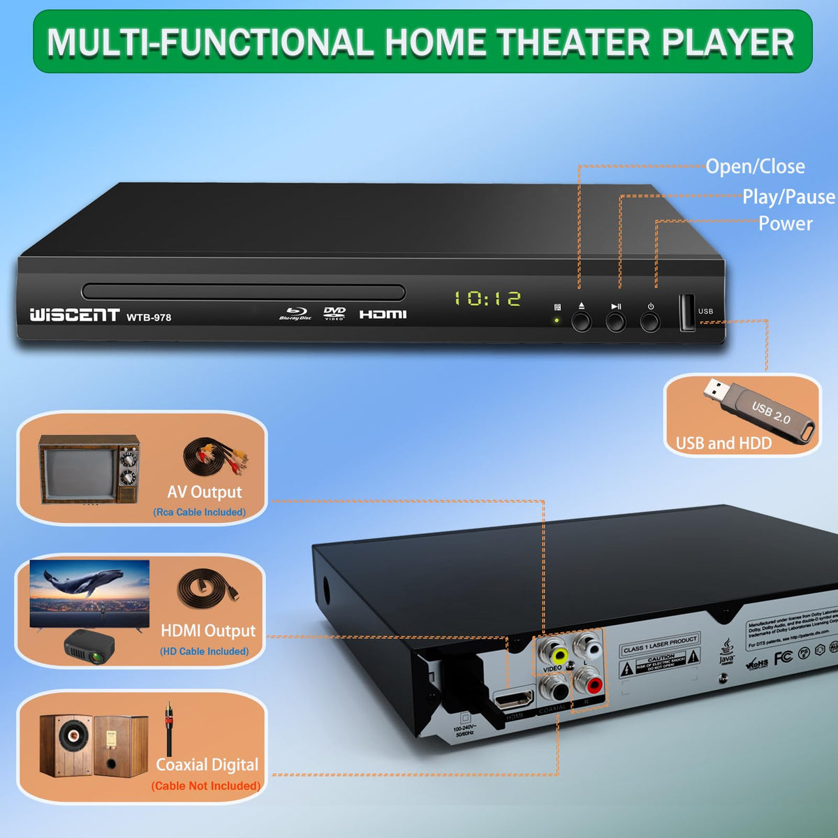 Wiscent Dolby Digital sound capability emphasized for rich audio