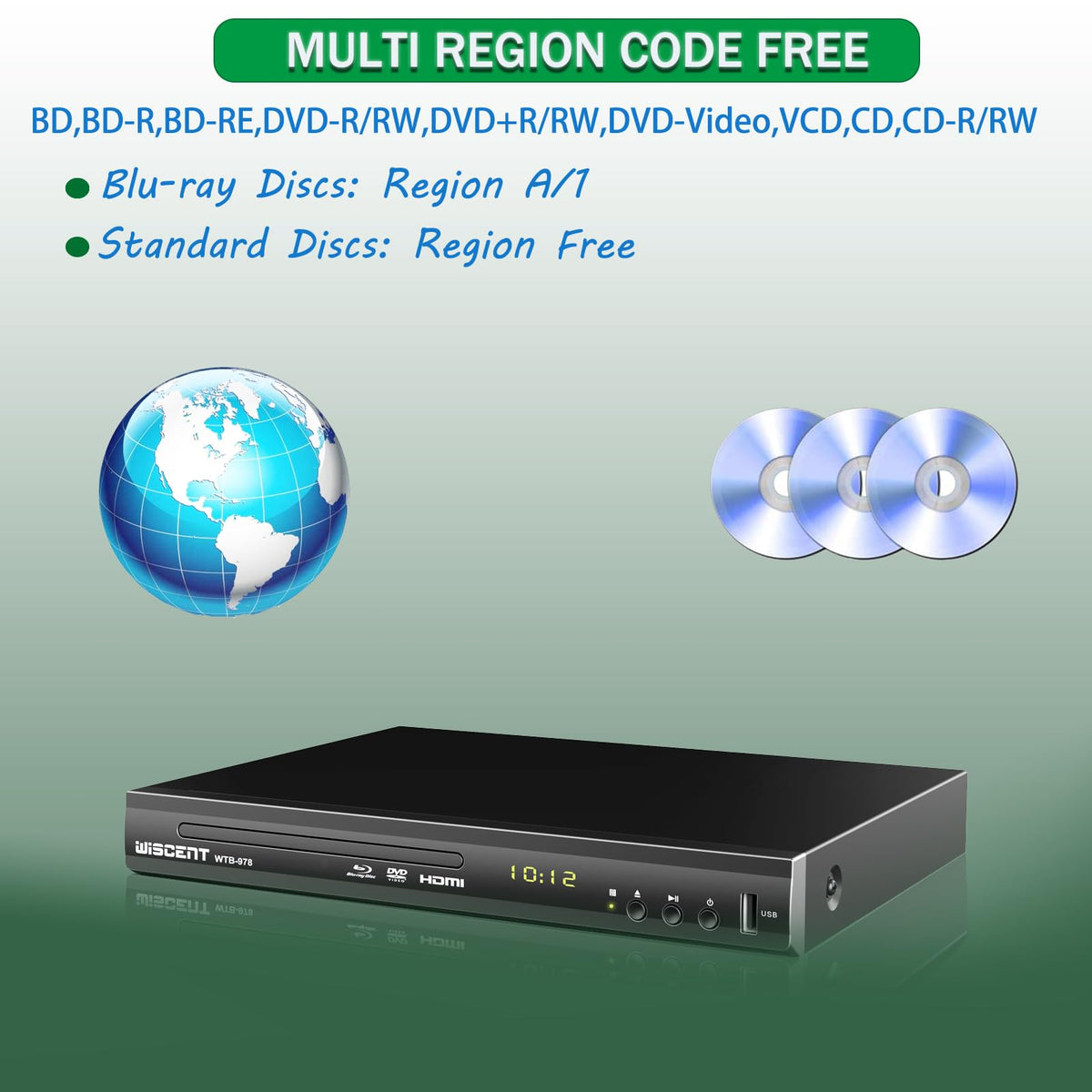 Wiscent region A-1 playback badge on the device