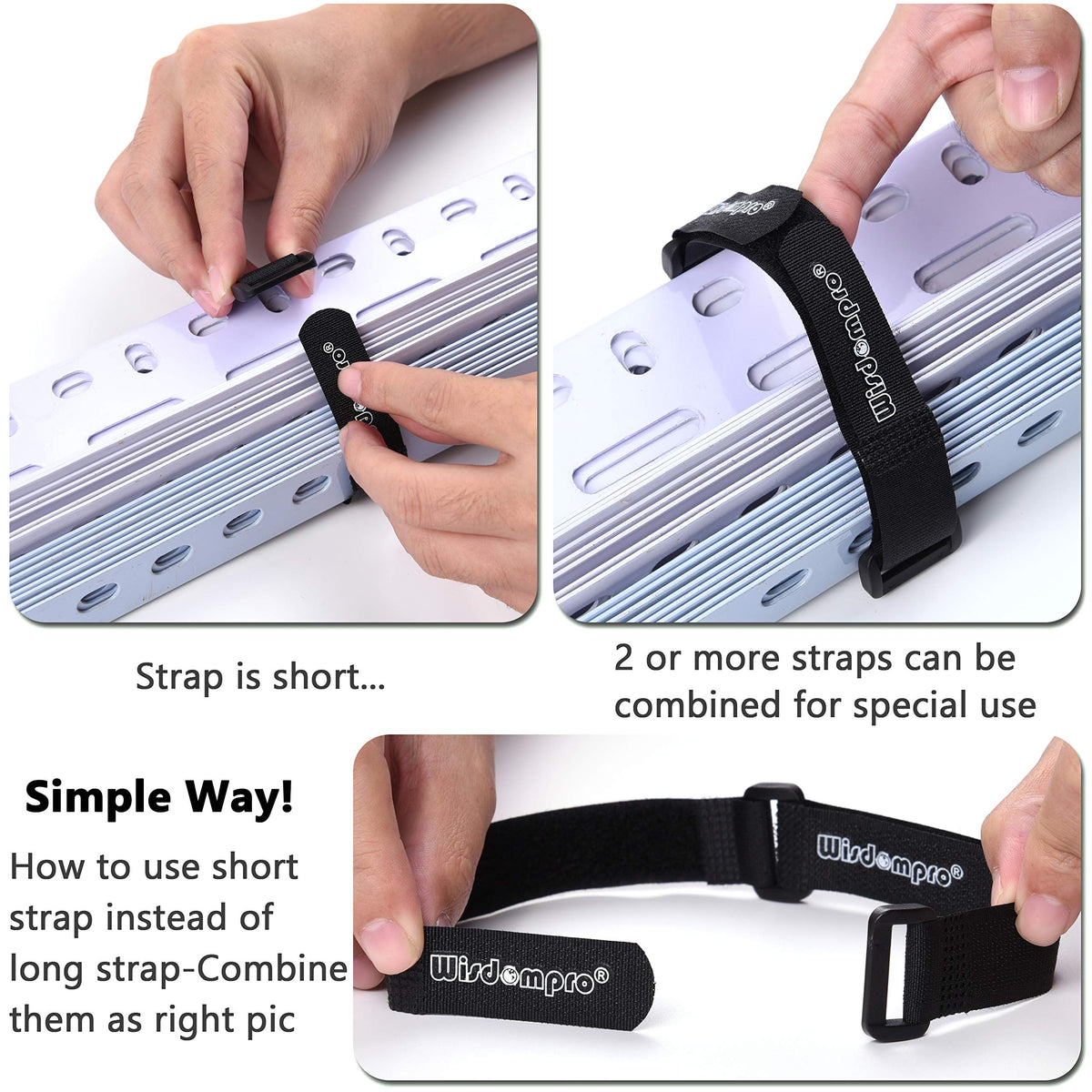 Wisdompro 24-inch cable ties secure bulk cords under tables.