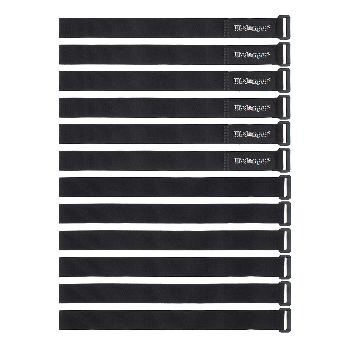Wisdompro cable tie 24 inch hook-loop closeup shows durable reusable fastener for organized cables at home or office.