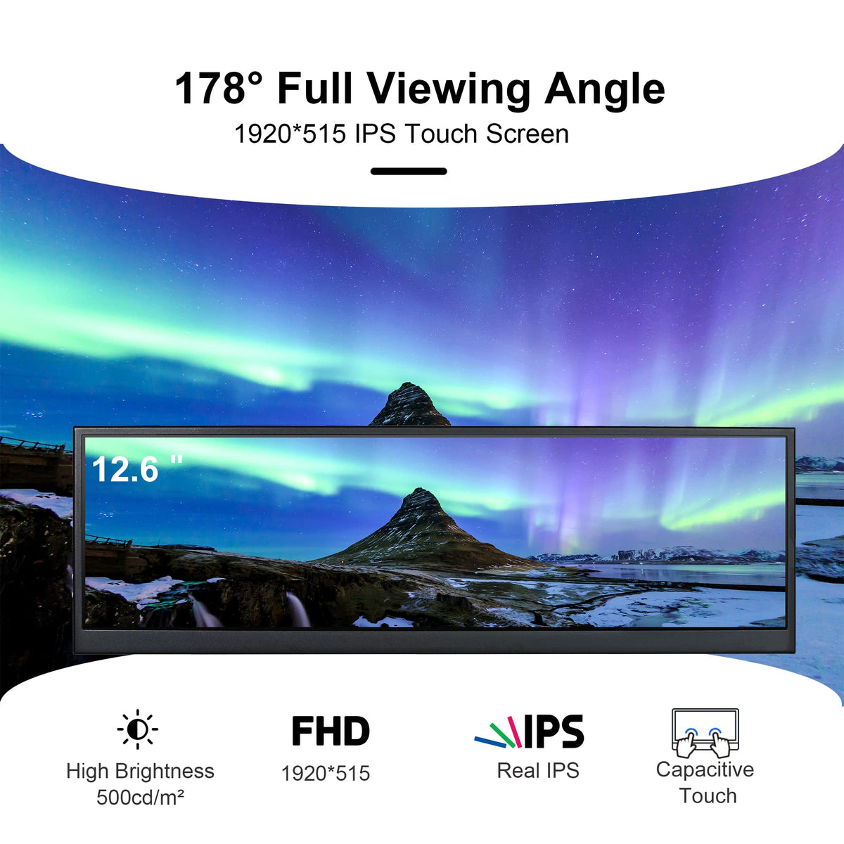 Wisecoco 12.6-inch mini touch monitor side ports show HDMI and USB for easy setup.
