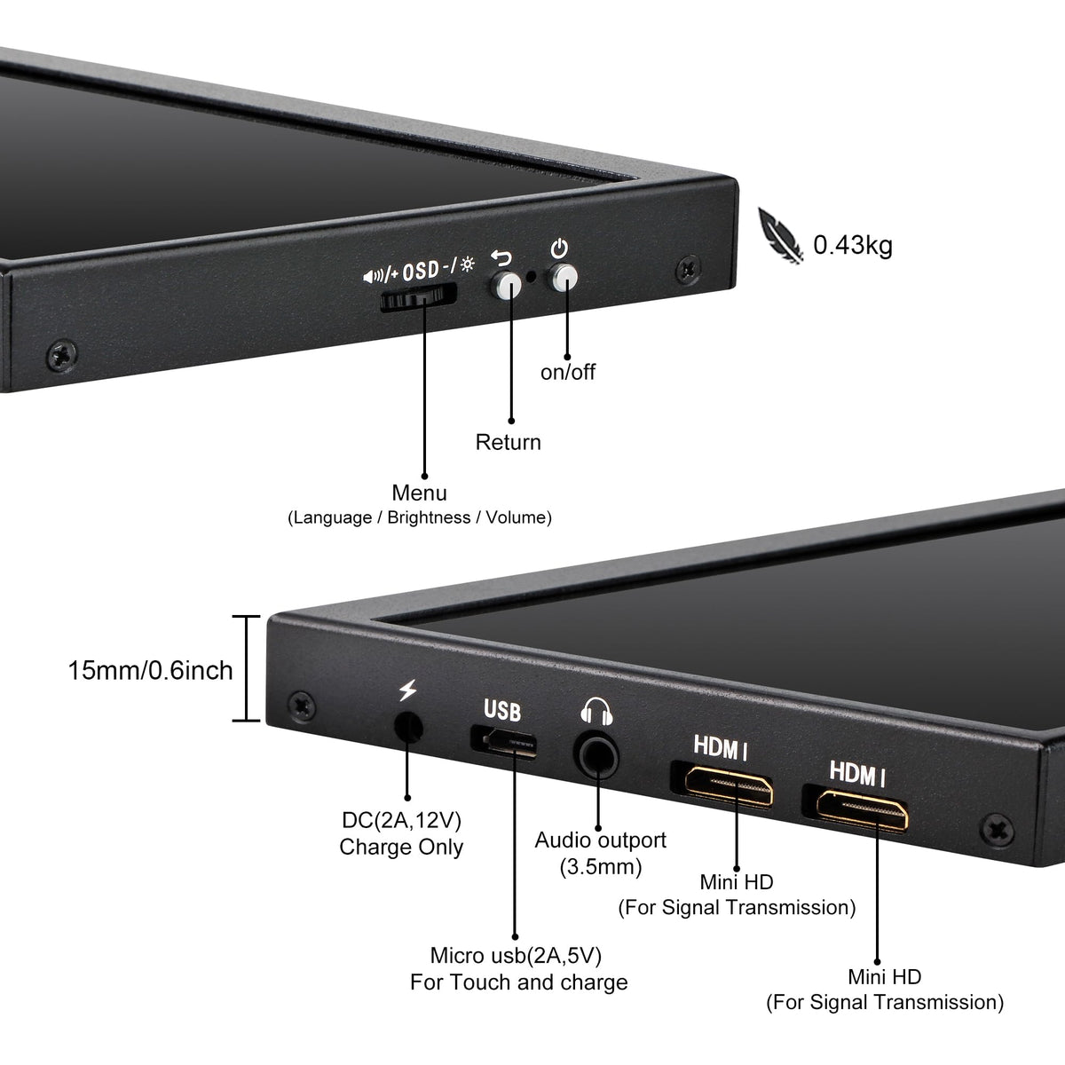 Wisecoco monitor with VESA mount compatibility for flexible installation.