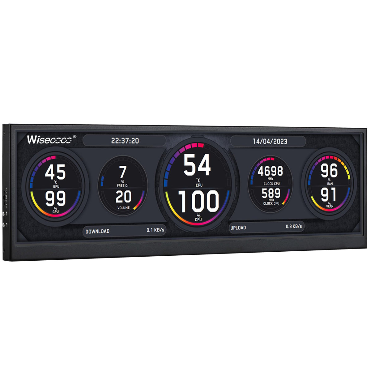 Wisecoco 12.6-inch secondary screen front view for extended laptop workspace