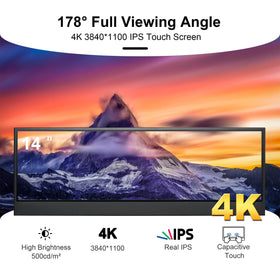 Wisecoco 14 inch 4K UHD touch monitor side angle highlights slim profile