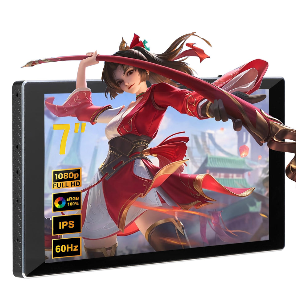 Wisecoco 7-inch FHD monitor displaying vivid colors for portable use