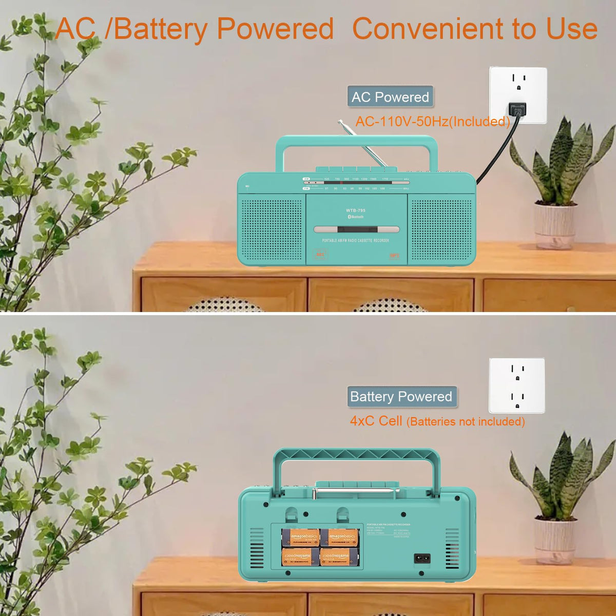WISCENT boombox paired with smartphone via Bluetooth for wireless streaming