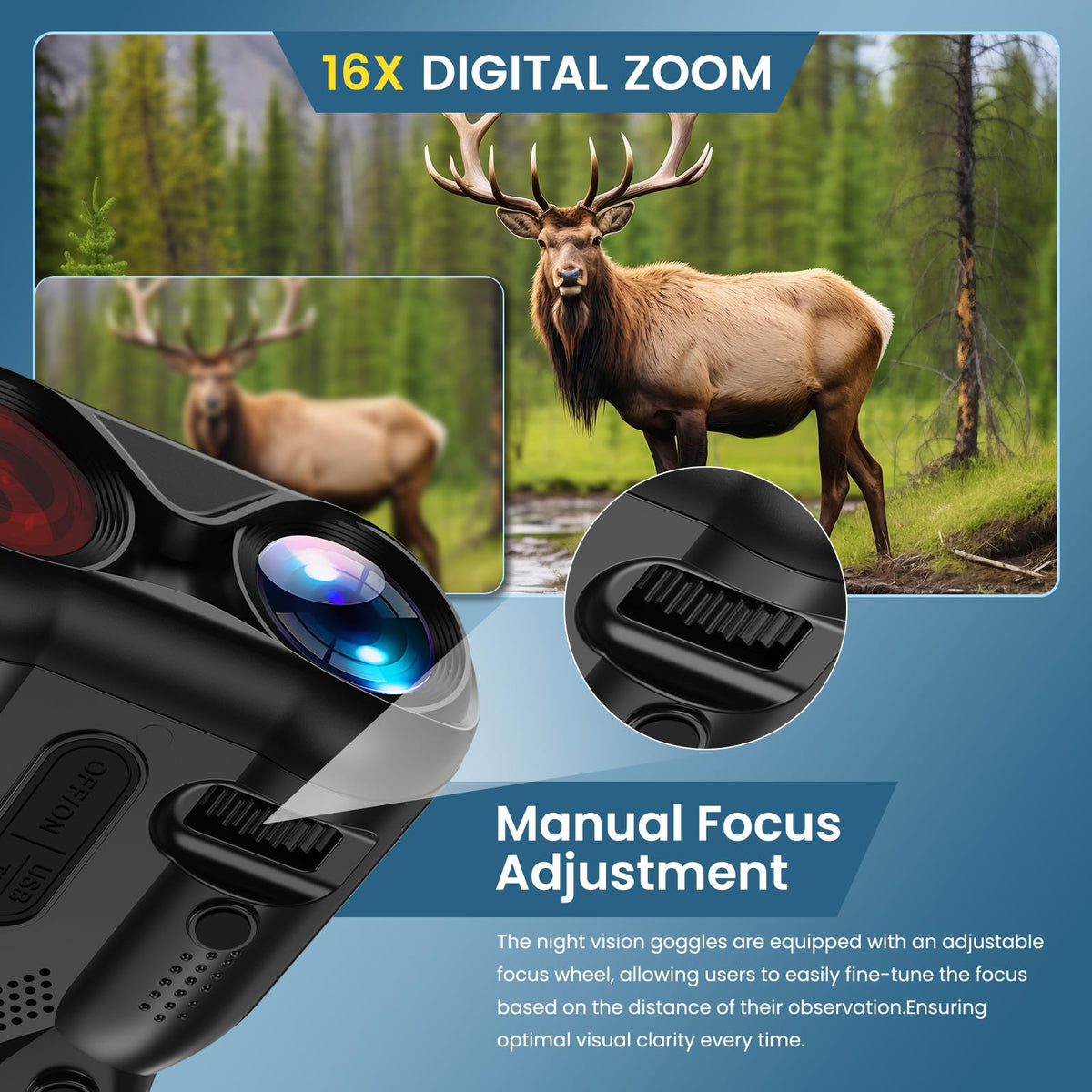 WISHBETY night vision goggles 16x zoom enables long range night observation