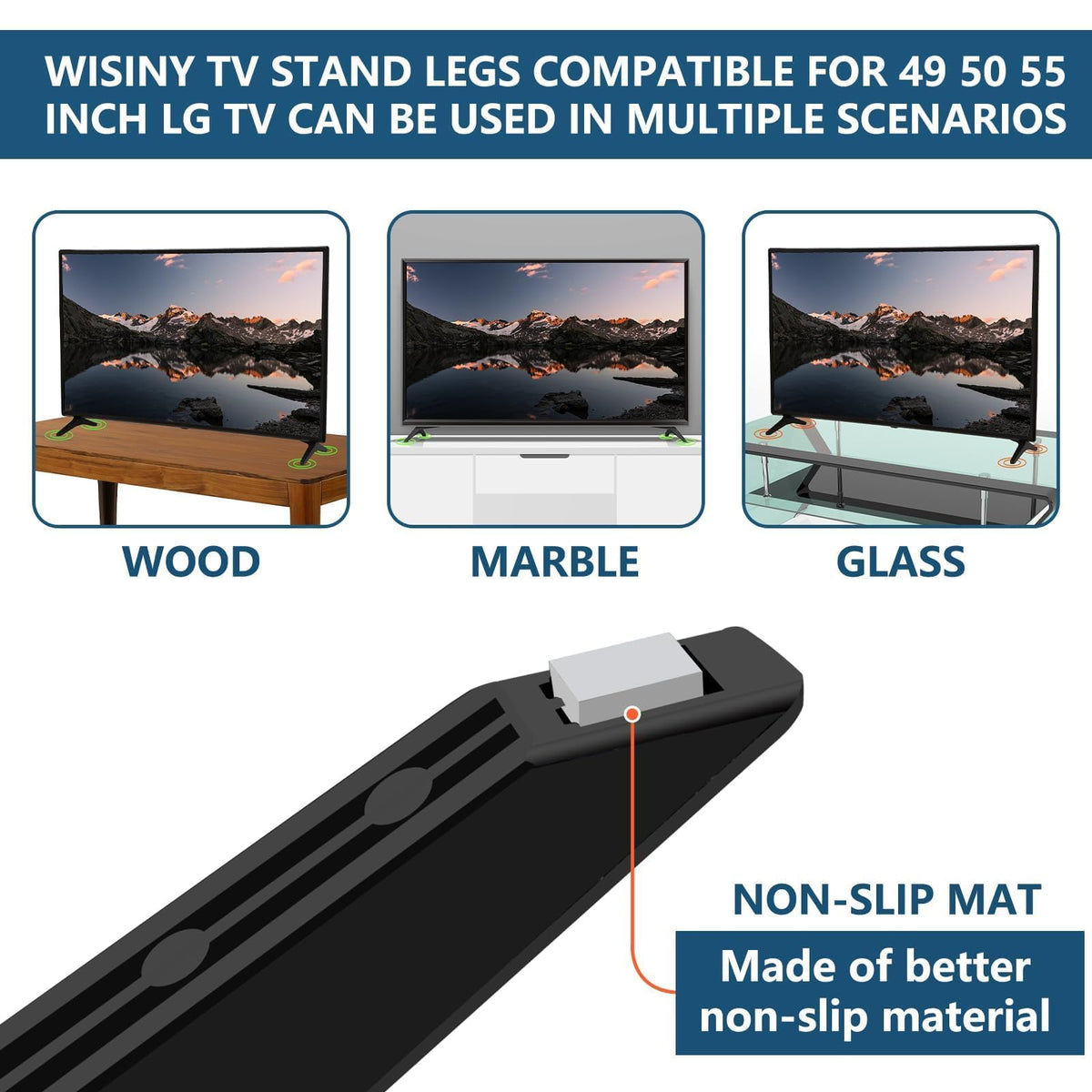 WISINY legs next to ruler showing correct scale and compatibility