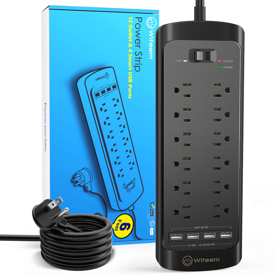 Witeem surge protector 12-outlet hub for clutter-free home charging