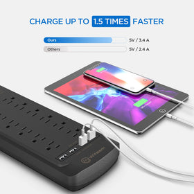 Witeem 6ft extension cord keeps devices powered across desks