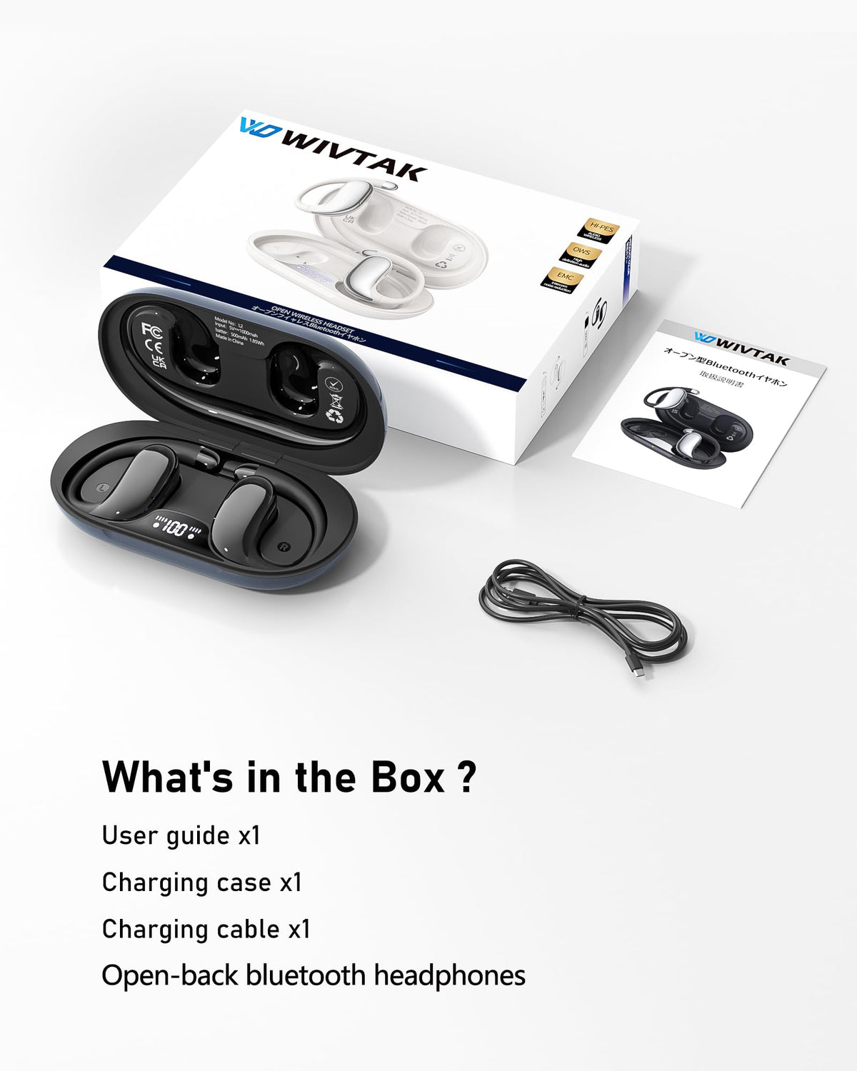 IPX5 sweat- and rain-resistant design on WIVTAK open-ear headphones