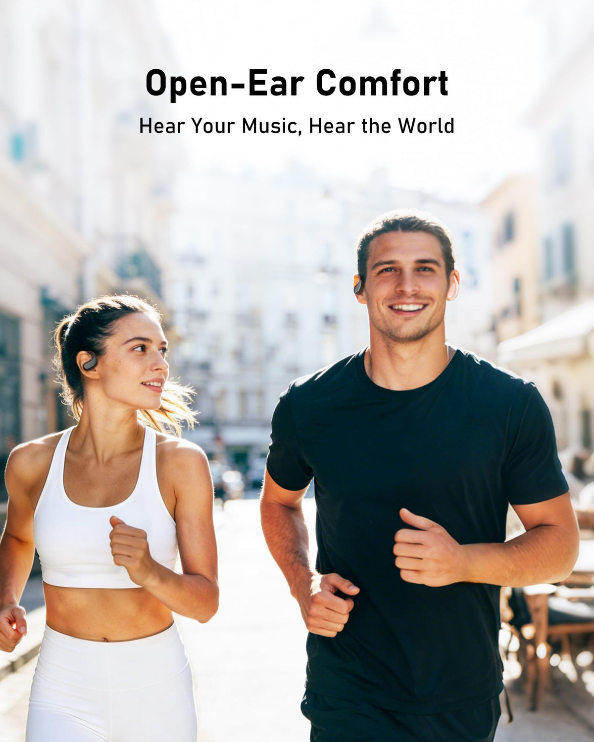 Compact, feather-light WIVTAK open-ear design designed for all-day wear