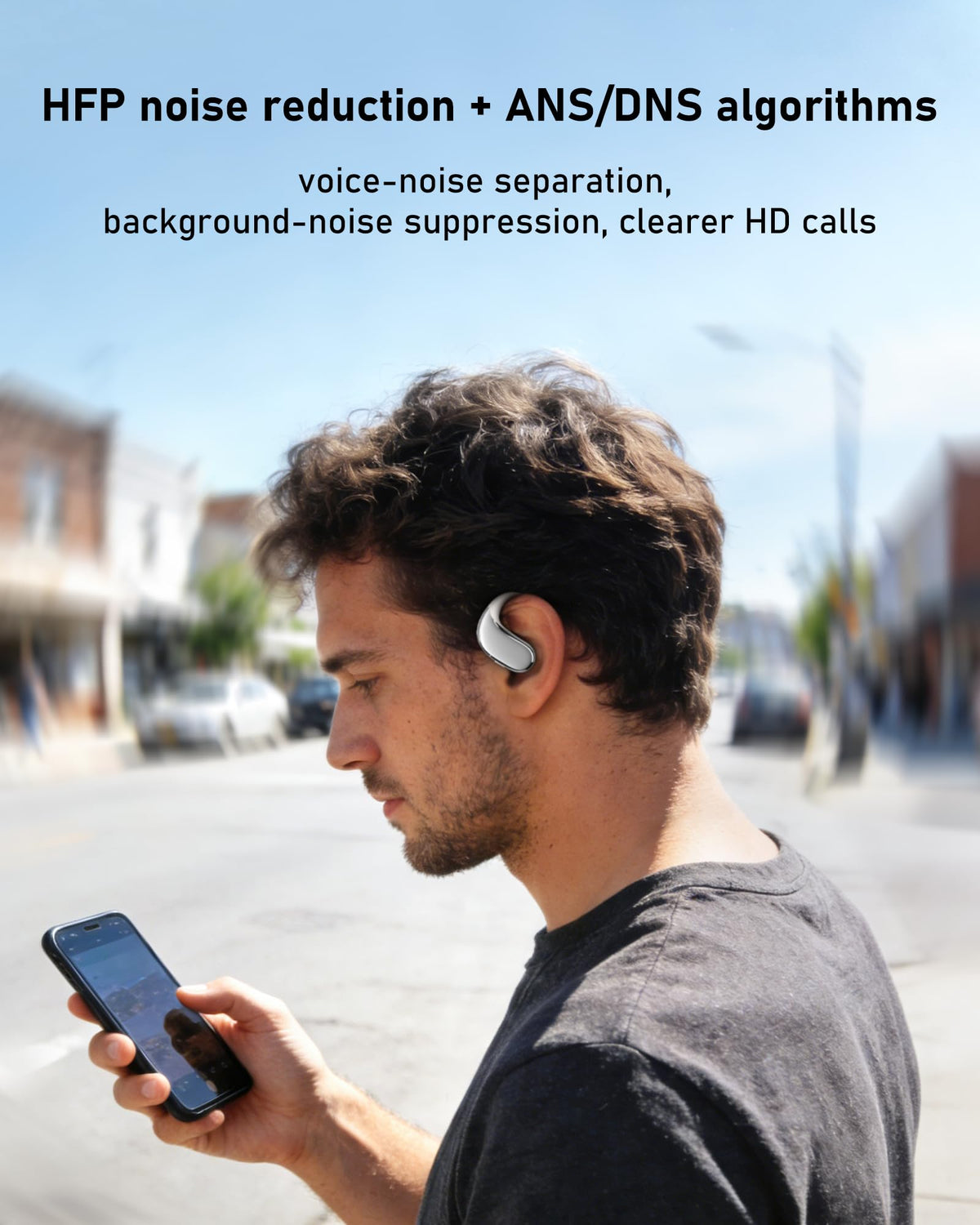 WIVTAK worn by runner outdoors showing open-ear awareness and safety