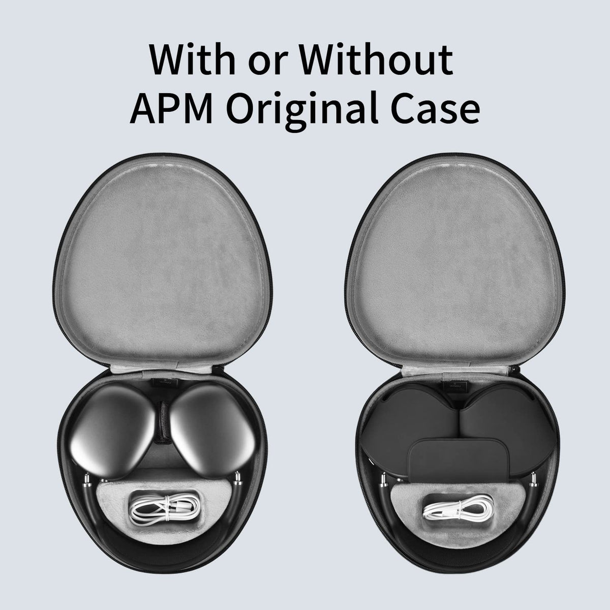 WIWU case with AirPods Max inside illustrating sleep mode battery saving