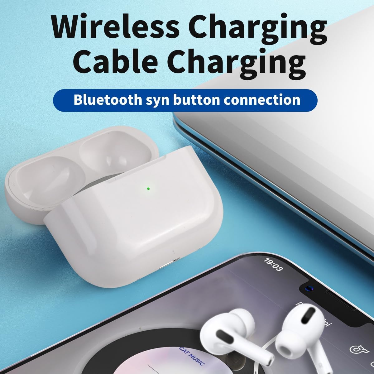 Wixolydq AirPods Pro white case close-up with durable hard plastic finish.