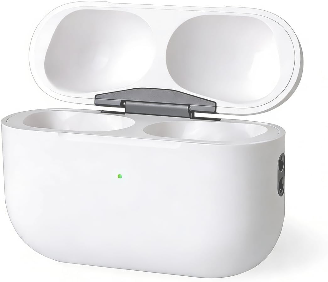 Wixolydq AirPods Pro white case front view, compact and portable charging on the go.