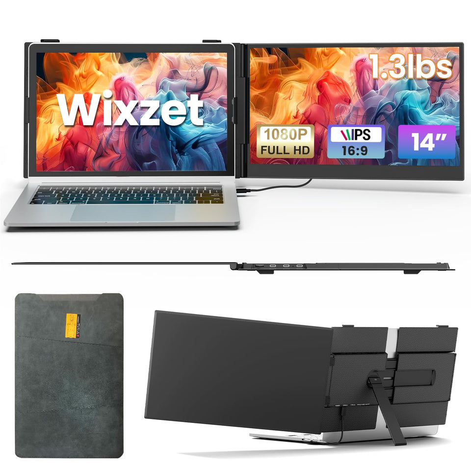 Wixzet laptop screen extender in ultra-thin form for portable dual-monitor use.